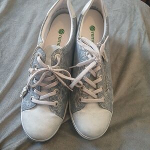 Remonte Women's Blue and White Pattern Sneakers